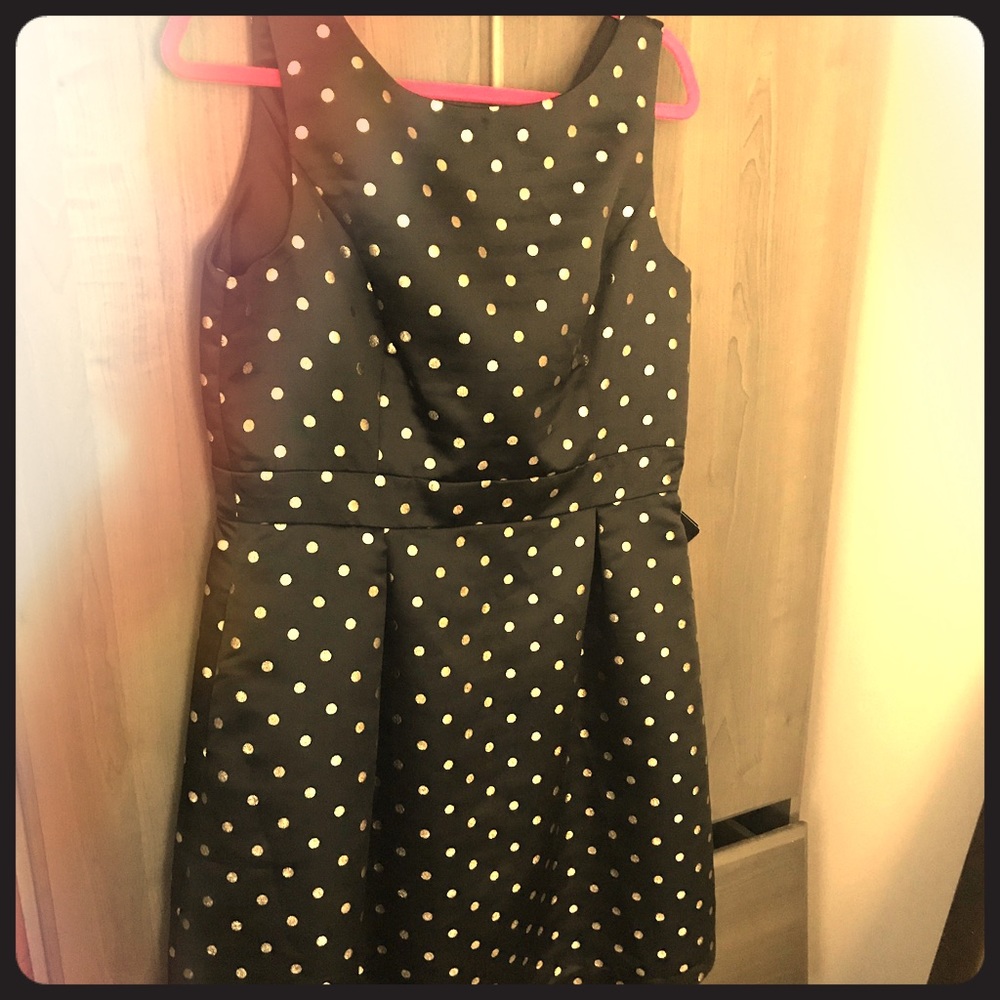 Little black and gold polka dot cocktail dress